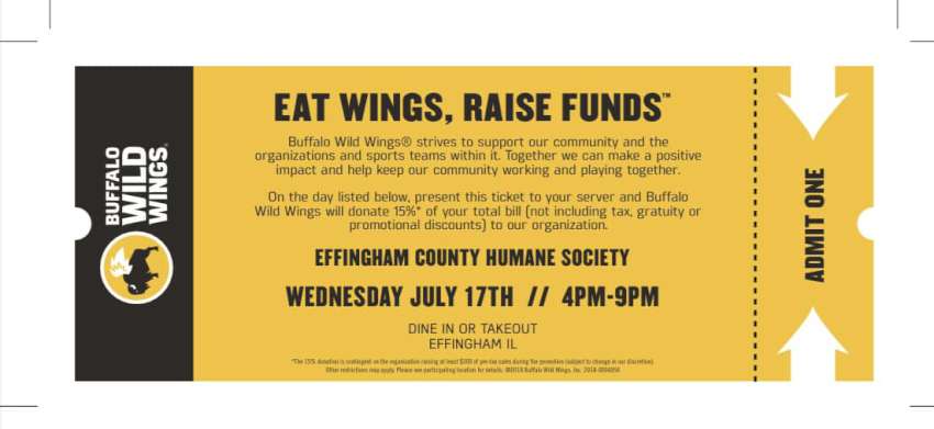 Buffalo Wild Wings Fundraiser Tic 850