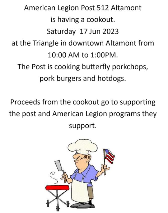 June 17 Saturday Cookout in Altamont 2023 850