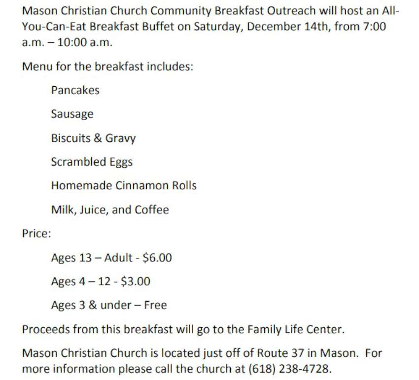 Mason Christian Church AYCE Breakfast 850
