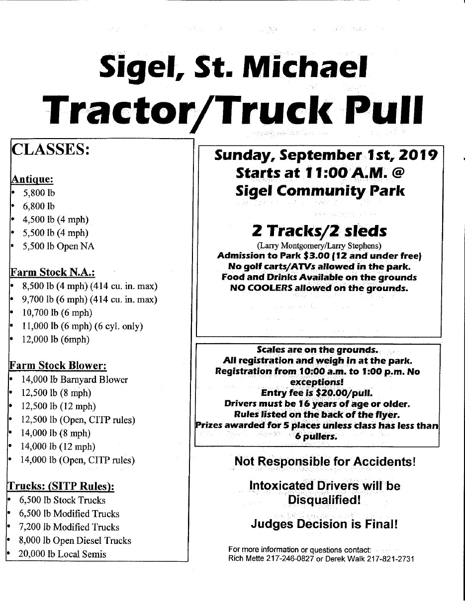Sigel St Michael Tractor Pull 2019