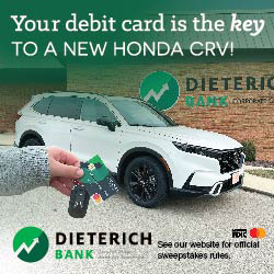 Your debit card is the key to a new Honda C R V. Purchases with your Dieterich Bank debit card enter you to win!