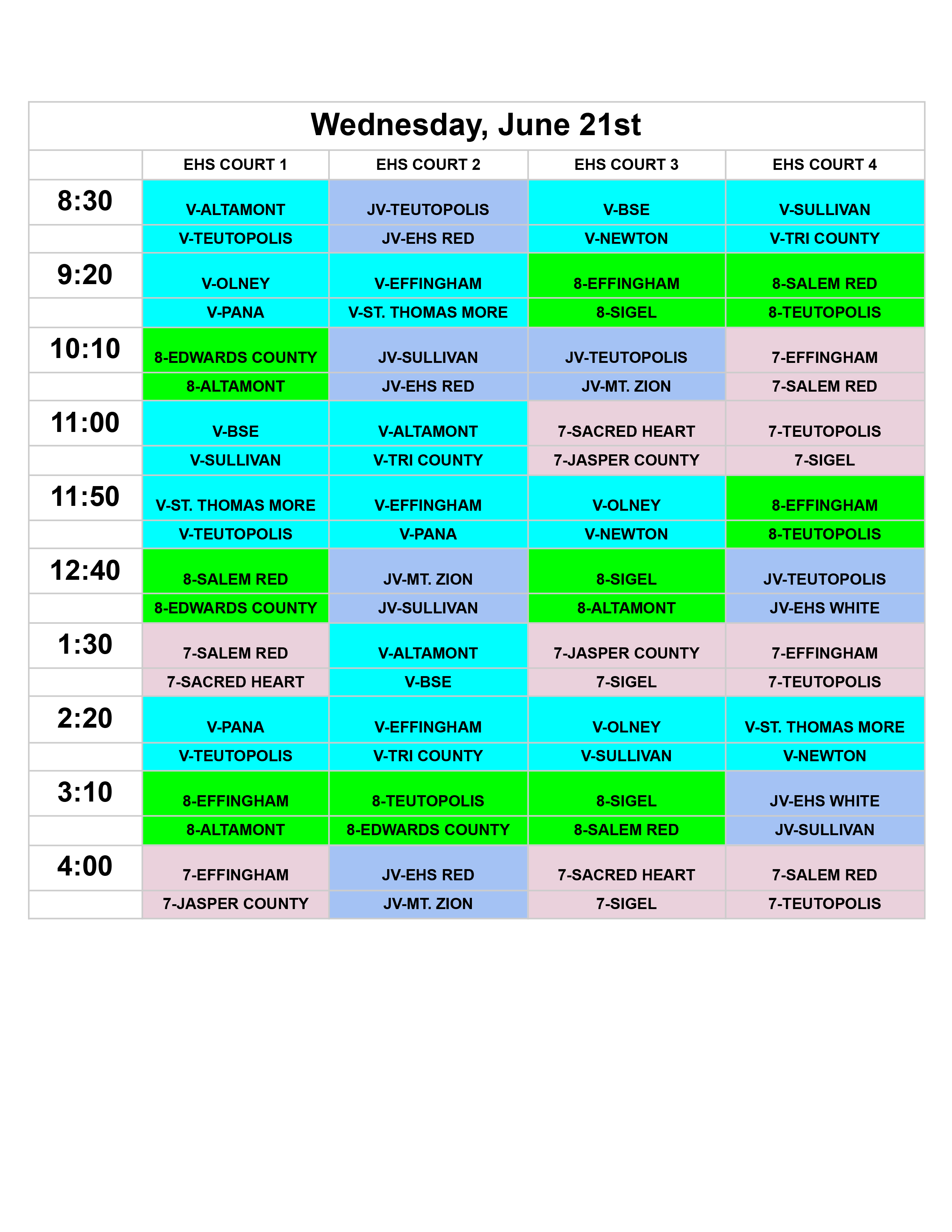 2023 SIBC Effingham Schedule 3